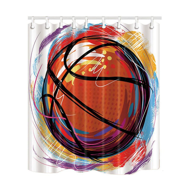 Abstrakt badeforhæng med basketball motiv