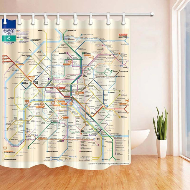 Badeforhæng med Paris' metro kort