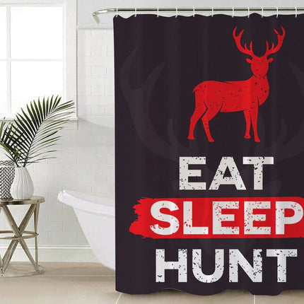 Badeforhæng til jæger med "Eat Sleep Hunt"