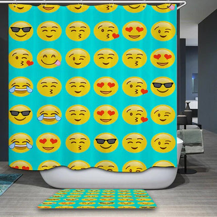 Sjovt badeforhæng med mange emojis
