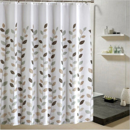 Vandtæt badeforhæng med elegant bladmotiv