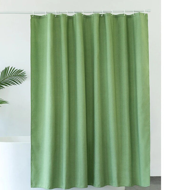 Ensfarvet badeforhæng i khaki grøn