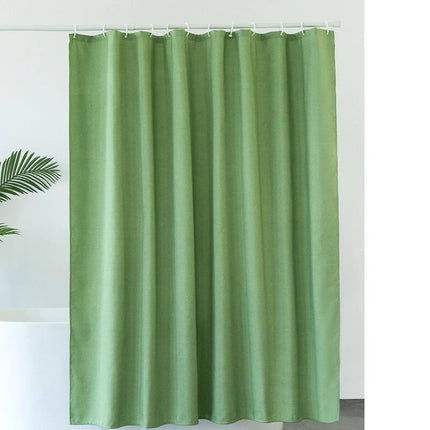 Ensfarvet badeforhæng i khaki grøn