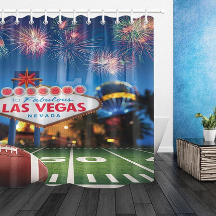 Badeforhæng med Las Vegas skilt