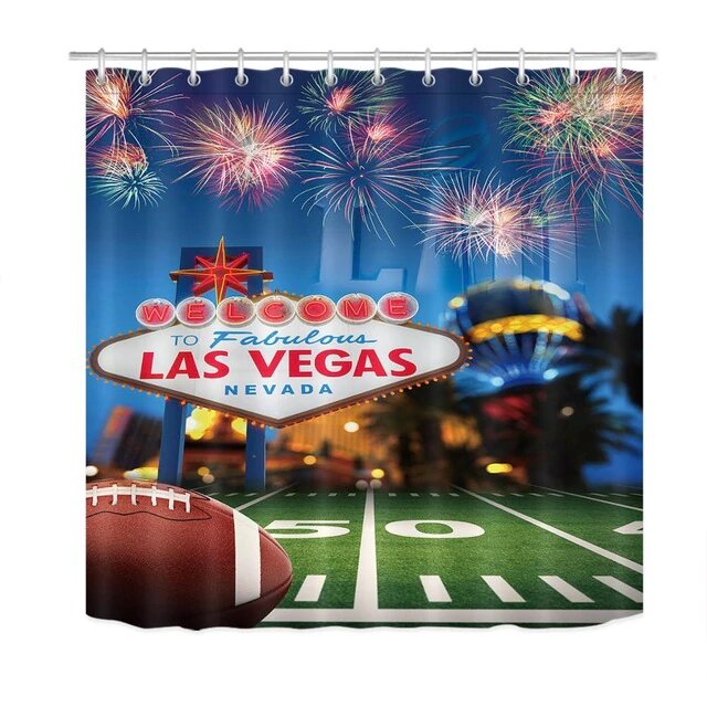 Badeforhæng med Las Vegas skilt