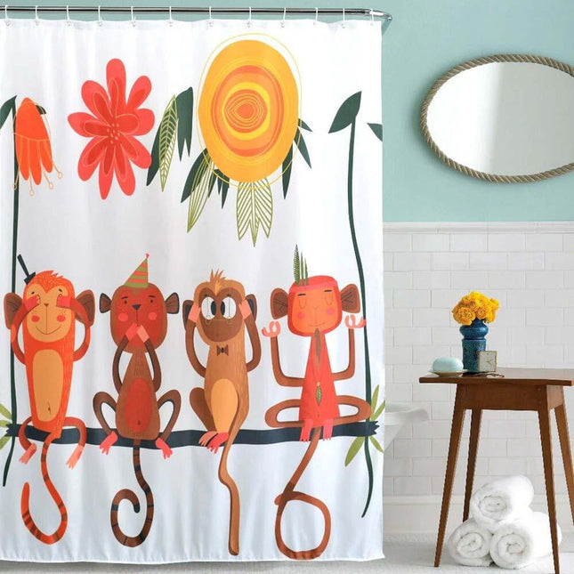 Sjovt badeforhæng med aber til børn