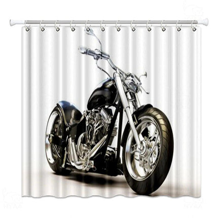 Badeforhæng med sort motorcykel print