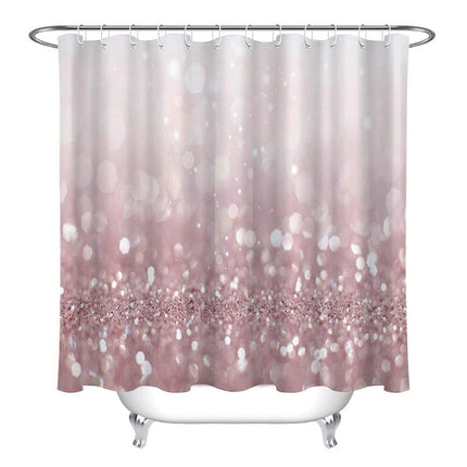Badeforhæng med lyserød glitter effekt