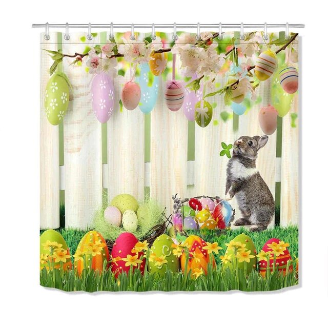 Badeforhæng med sødt påskehare motiv