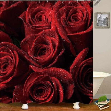 Badeforhæng med realistiske 3D roser