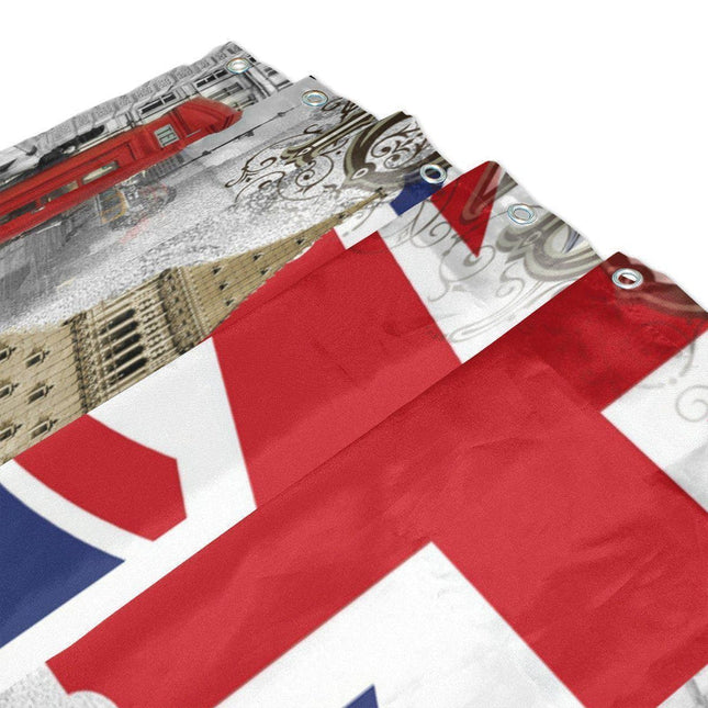 Badeforhæng med London og England tema