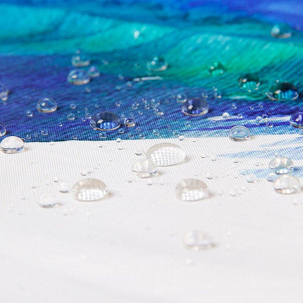 Aqua badeforhæng med grafiske bølger