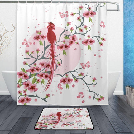 Asiatisk badeforhæng med kirsebærblomster