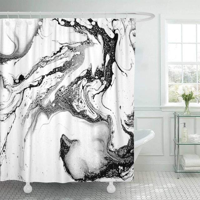 Badeforhæng med moderne marmorprint