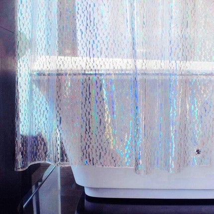 Gennemsigtigt badeforhæng med vægtbånd i bunden