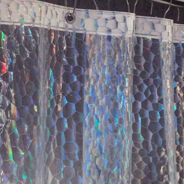 Gennemsigtigt badeforhæng med vægtbånd i bunden