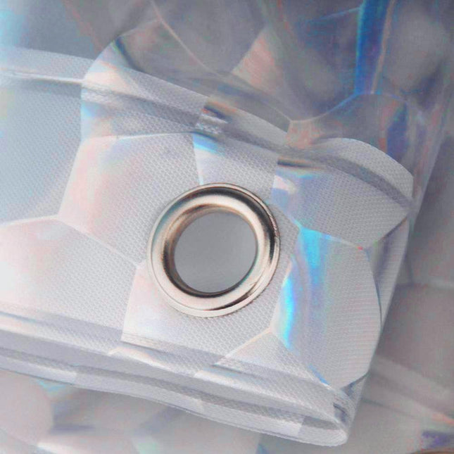 Gennemsigtigt badeforhæng med vægtbånd i bunden