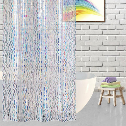 Gennemsigtigt badeforhæng med vægtbånd i bunden