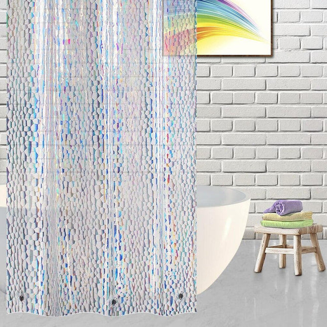 Gennemsigtigt badeforhæng med vægtbånd i bunden