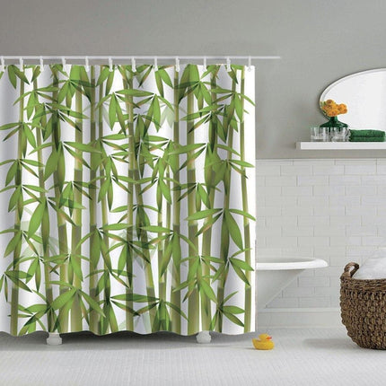 Badeforhæng med bambus motiv print