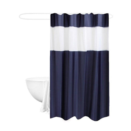 Marineblåt og hvidt stribet badeforhæng