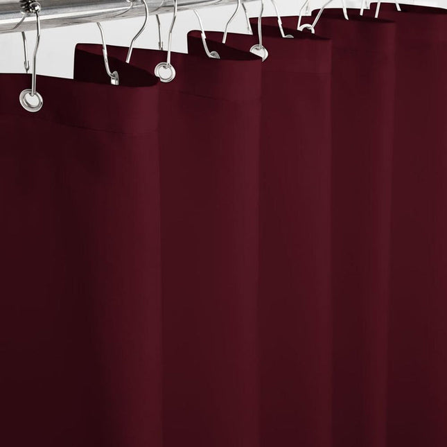 Ensfarvet bordeaux badeforhæng i polyester
