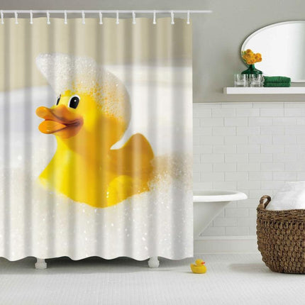 Badeforhæng med klassisk motiv af badeand