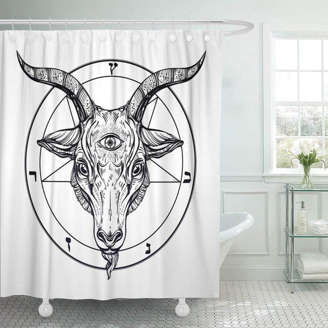 Badeforhæng med gotisk ged motiv