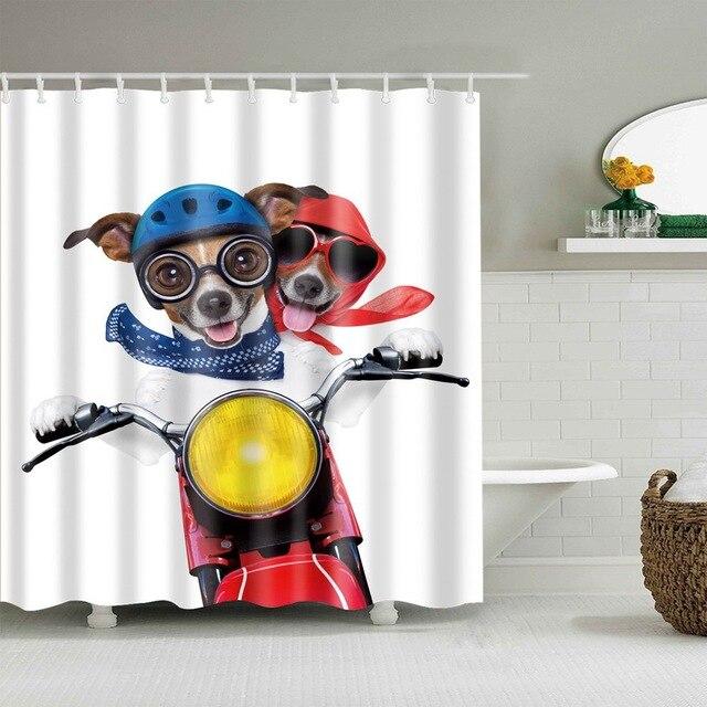 Badeforhæng med hunde på en motorcykel