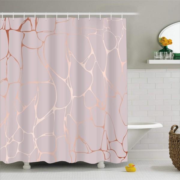 Badeforhæng med elegant kobber marmor mønster