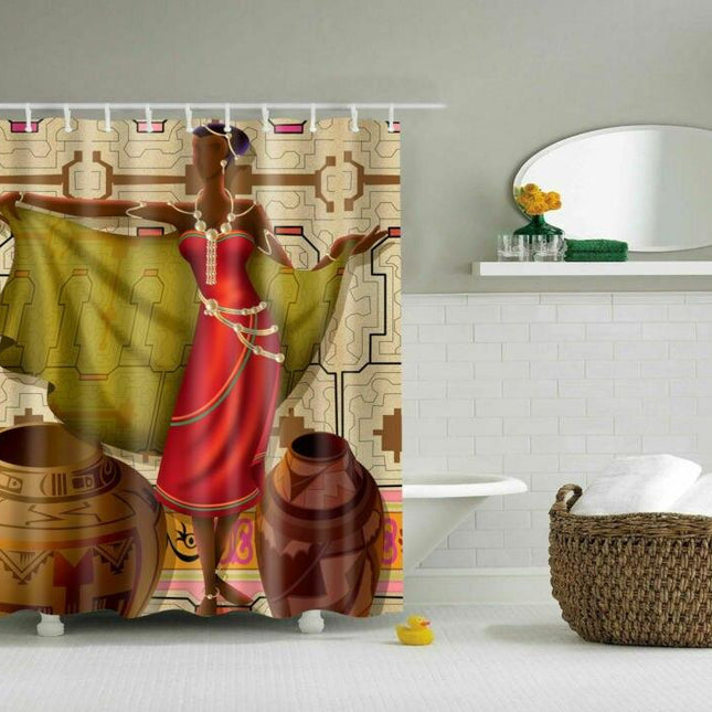 Badeforhæng med afrikansk kvinde design