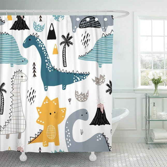 Børne badeforhæng med søde dinosaurer