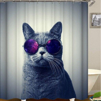 Sjovt badeforhæng med cool kat
