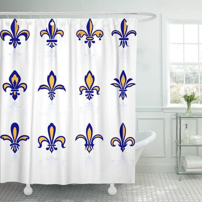 Hvidt badeforhæng med franske liljer