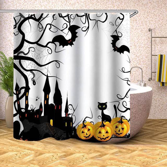 Halloween badeforhæng med græskar og flagermus