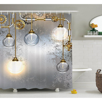 Steampunk badeforhæng med industrielt design