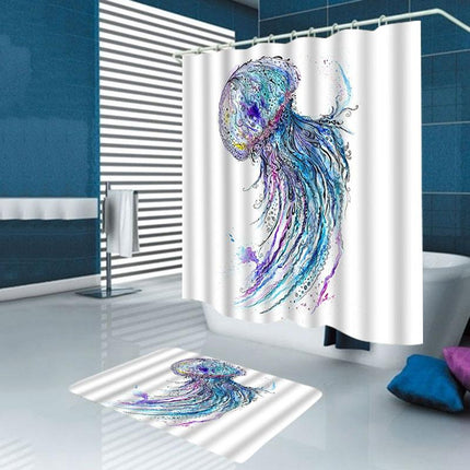 Badeforhæng med kunstnerisk gople motiv