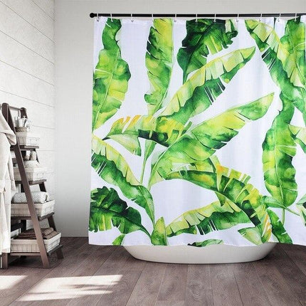 Badeforhæng med store grønne bananblade