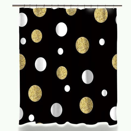 Sort badeforhæng med guld glitter prikker