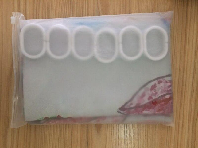 Badeforhæng med maleri af fyrtårne