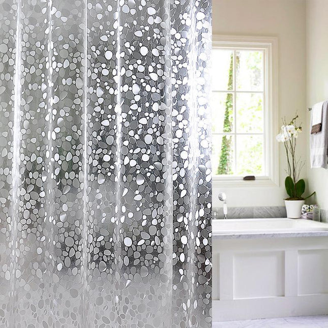 Transparent PVC badeforhæng med 3D stenmønster