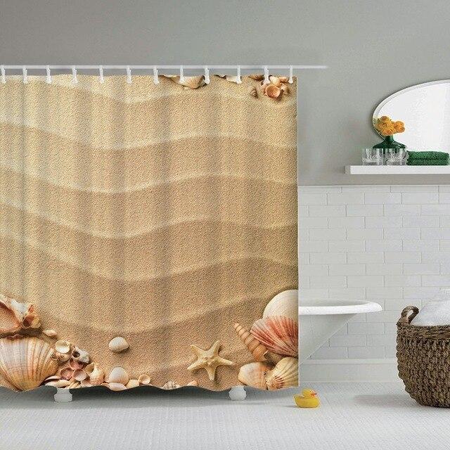 Badeforhæng med strand sand motiv