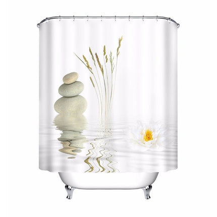 Badeforhæng med spa og zen motiv