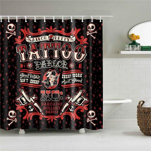 Badeforhæng med vintage tatovering stil
