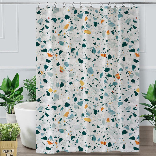 Badeforhæng med moderne terrazzo mønster