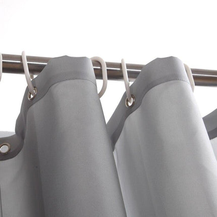 Ensfarvet gråt badeforhæng i polyester stof