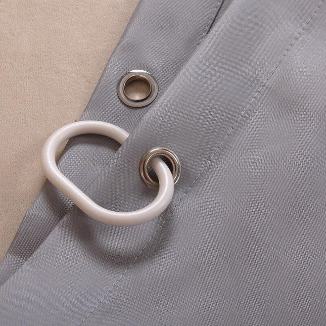 Ensfarvet gråt badeforhæng i polyester stof