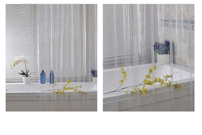 Helt gennemsigtigt badeforhæng i klar plast