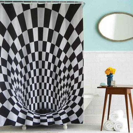 Badeforhæng med 3D optisk illusion