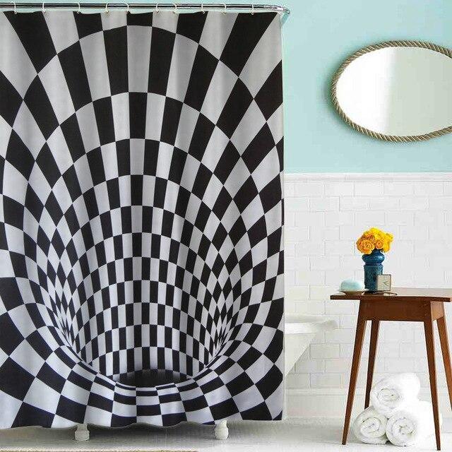 Badeforhæng med 3D optisk illusion